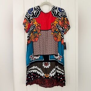 Express Multi Color Patterned Shift  Dress, Sz M (P2P 21”) NWT